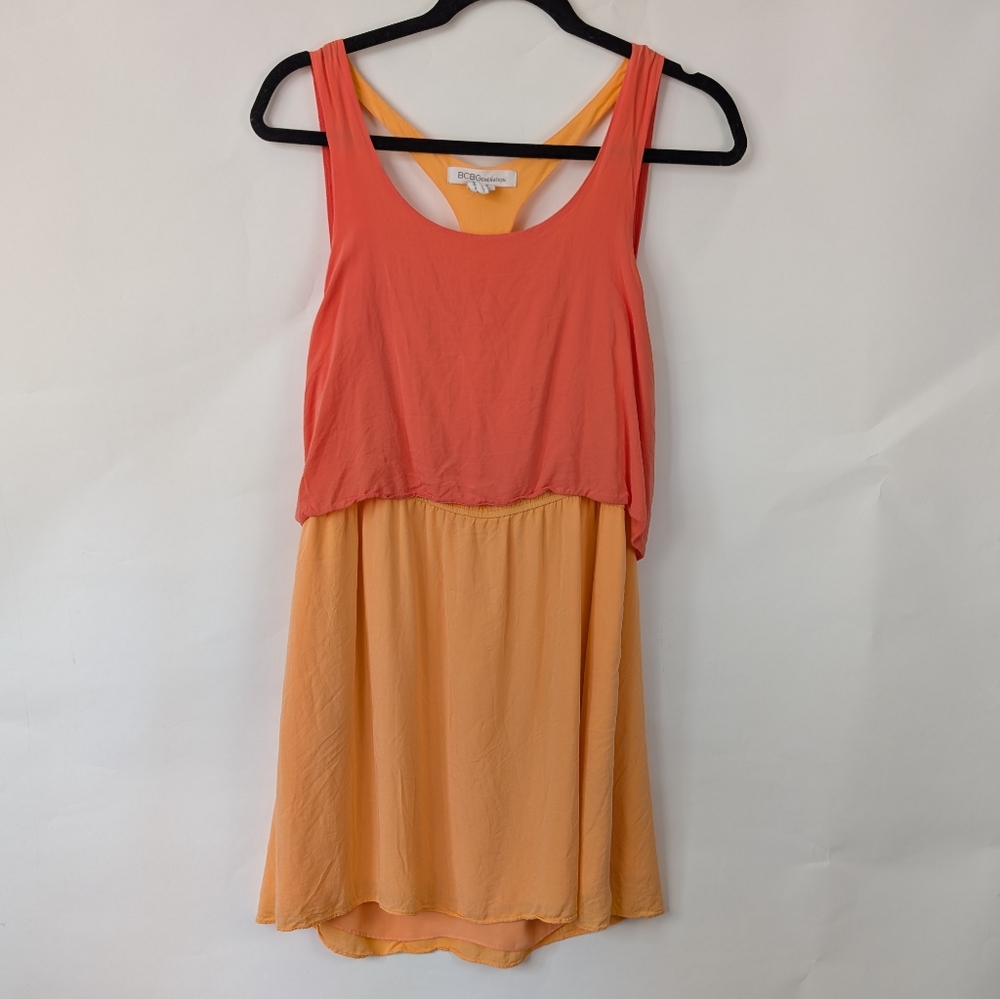 BCBGeneration Dress Women's Small Orange Sleeveless Racerback Tie Back